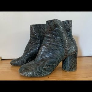 Maison Margiela Blue Snakeskin Ankle Boot
